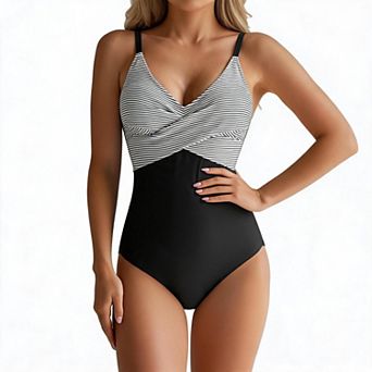 One Piece Swimsuit for Women Wrap V Neck Tummy Control Bathing Suit Fashion Summer Beachwear