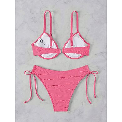 Womens Tie-Front Bikini Set Adjustable Spaghetti Straps Side Tie Bathing Suit Two Piece Swimsuit