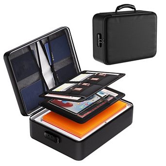 Fireproof & Waterproof Document Storage Box with Lock Secure Hard Organizer for Laptops