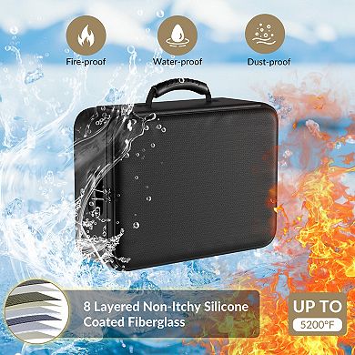 Fireproof & Waterproof Document Storage Box with Lock Secure Hard Organizer for Laptops