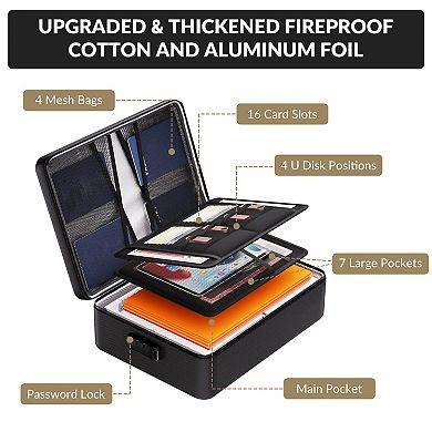 Fireproof & Waterproof Document Storage Box with Lock Secure Hard Organizer for Laptops