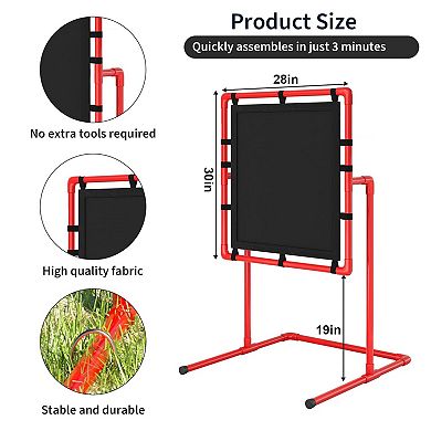 Easy Setup Baseball Pitching Trainer with Strike Zone, Portable PVC Pitching Net for Backyard Play