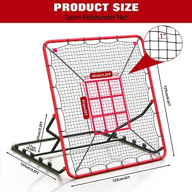 4x4.5Ft Baseball & Softball Rebounder NetAdjustable Angles, UV-Proof, Portable Solo Hitting Trainer