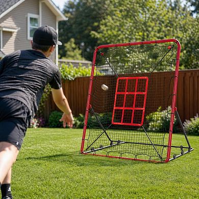 4x4.5Ft Baseball & Softball Rebounder NetAdjustable Angles, UV-Proof, Portable Solo Hitting Trainer