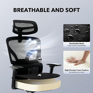 Ergonomic Office Chair, Adjustable Headrest Lumbar Support 3D Armrest Gaming Chair for Study Bedroom