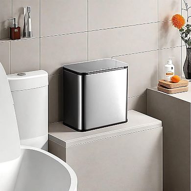 1.3 Gal Hanging Compost Bin, Stainless Steel Odor Control Trash Can with Charcoal Filter for Kitchen