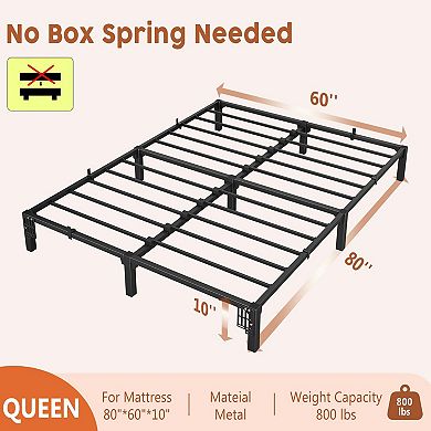 Heavy Duty Metal Platform Bed Frame, Steel Bed 800lbs with Underbed Storage, No Box Spring Needed