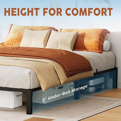 Heavy Duty Metal Platform Bed Frame, Steel Bed 800lbs with Underbed Storage, No Box Spring Needed