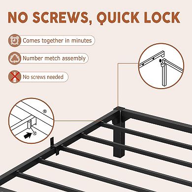 Heavy Duty Metal Platform Bed Frame, Steel Bed 800lbs with Underbed Storage, No Box Spring Needed