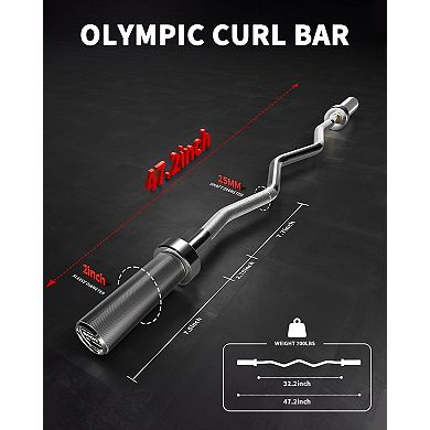 47 Inch International Games Weightlifting Bar for Biceps, Triceps, Arm Waves