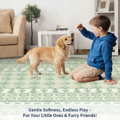 Bordered Washable Geometric Non Slip Area Rug Indoor Modern Low Pile Ultra Thin Under Table Carpet
