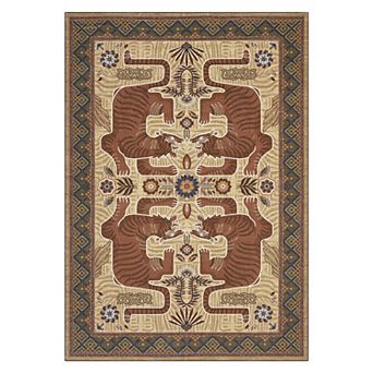 Vintage Tiger Machine Washable Rug with Rubber Backing Stain Resistant Foldable Non Slip Carpet