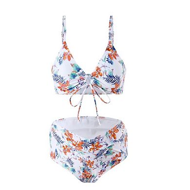 Women's Triangle Tie String Bikini Set, Casual Thong Bathing Suit