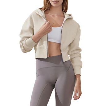 Womens Zip Up Hoodies Jackets Cropped Sweatshirts Outfits Casual Tops Winter Clothes