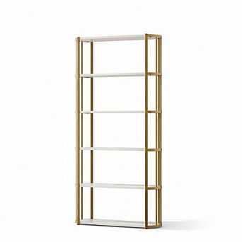 71" Modern Industrial Bookshelf Sturdy, 6 tier Metal Frame Display Rack for Home Office Living Room