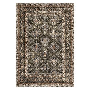 Washable Vintage Boho Area Rug, Plaid Soft Non-Slip Carpet for Living Room & Dining Room Bedroom