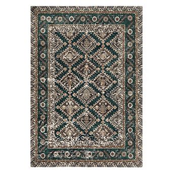Washable Vintage Boho Area Rug, Plaid Soft Non-Slip Carpet for Living Room & Dining Room Bedroom