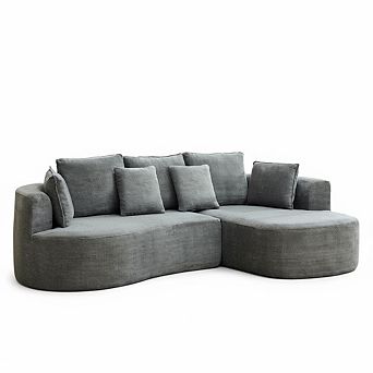 Modern Curved Sectional Sofa, Wide Chenille Cloud L-Shape Couch Deep Seat, No Assembly Needed Condo