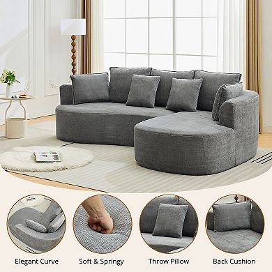 Modern Curved Sectional Sofa, Wide Chenille Cloud L-Shape Couch Deep Seat, No Assembly Needed Condo