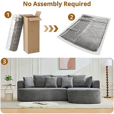 Modern Curved Sectional Sofa, Wide Chenille Cloud L-Shape Couch Deep Seat, No Assembly Needed Condo