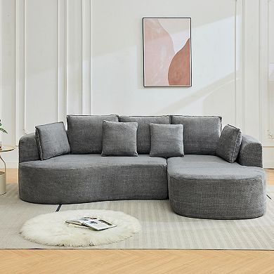 Modern Curved Sectional Sofa, Wide Chenille Cloud L-Shape Couch Deep Seat, No Assembly Needed Condo