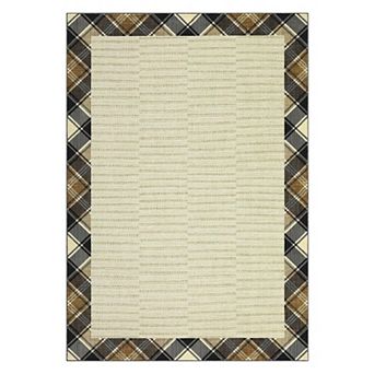 Modern Bordered Rug Soft Low Pile, Non-Slip Machine Washable Non-Shedding Carpet for Living Room