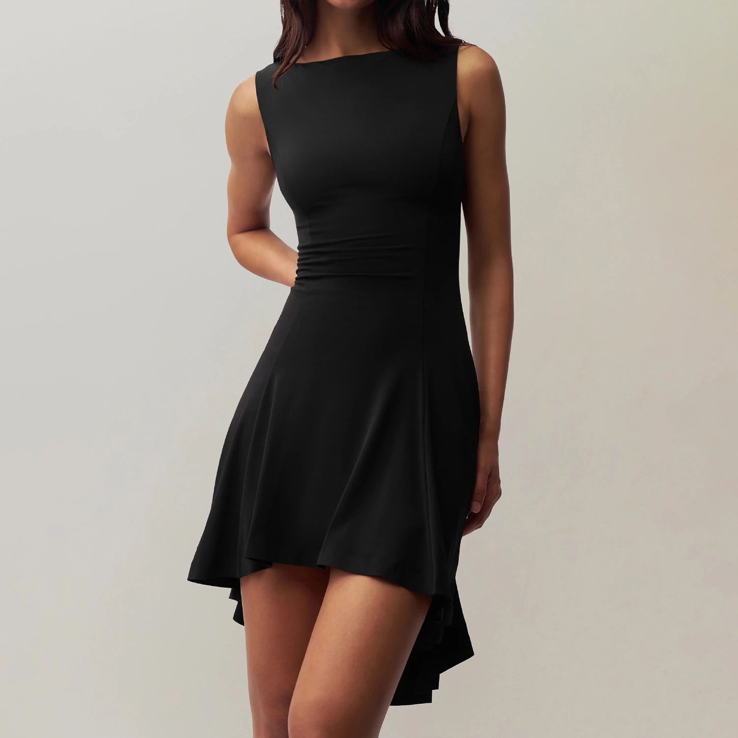 Женские платья Irregular Bodycon Boat Neck Ruffle Y2k Mini Sleeveless Ruched Club Party Short Tank Dress