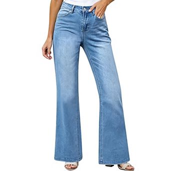 Women's High Waisted Stretchy Jeans Casual Slim Fit Bell Bottom Denim Pants