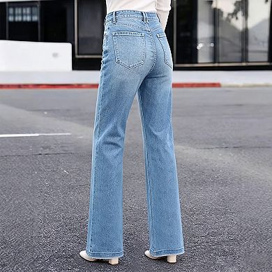 Women's High Waisted Stretchy Jeans Casual Slim Fit Bell Bottom Denim Pants