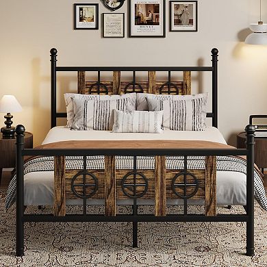 Modern Platform Bed Frame with Headboard and Footboard