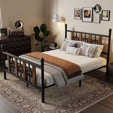 Modern Platform Bed Frame with Headboard and Footboard