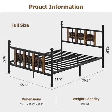 Modern Platform Bed Frame with Headboard and Footboard