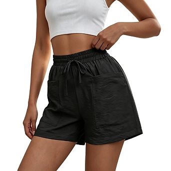 Womens High Waist Drawstring Relaxed Fit Elastic Waist Casual Shorts
