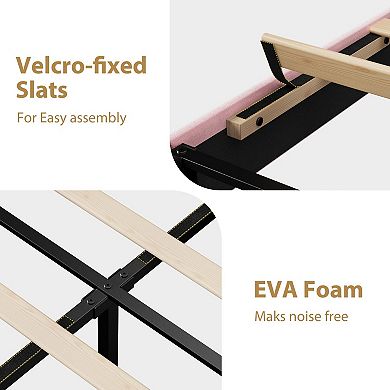 Upholstered Platform Bed Frames with Adjustable Headboard
