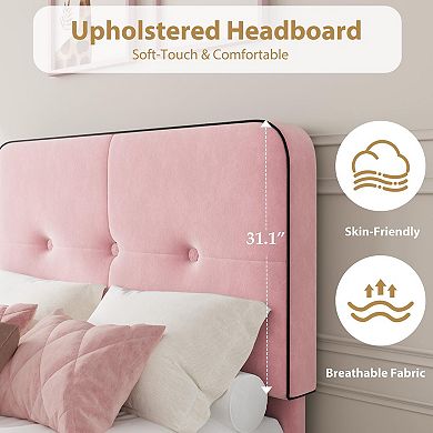 Upholstered Platform Bed Frames with Adjustable Headboard