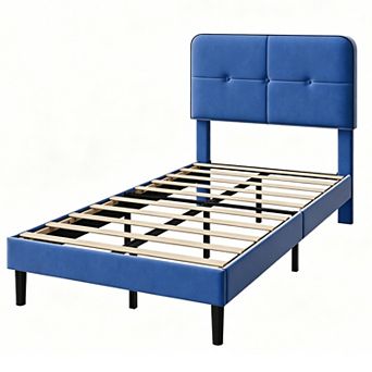 Upholstered Platform Bed Frames with Adjustable Headboard