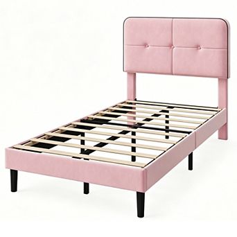 Upholstered Platform Bed Frames with Adjustable Headboard