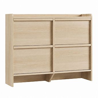 4 Flip Drawer Wooden Shoe Storage Cabinet, Slim Entryway Organizer with Adjustable Shelves