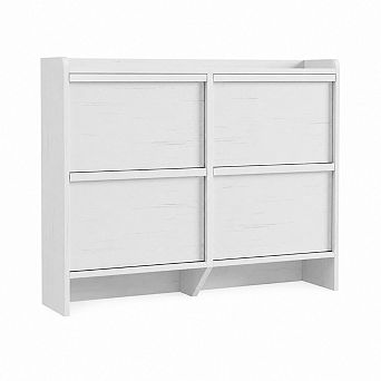 4 Flip Drawer Wooden Shoe Storage Cabinet, Slim Entryway Organizer with Adjustable Shelves
