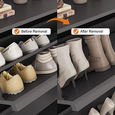 2-Drawer Flip-Down Shoe Storage Cabinet with Adjustable Shelves