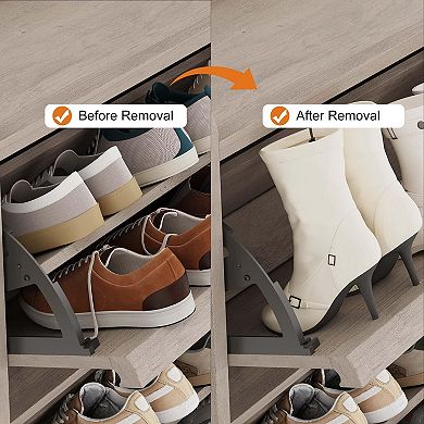 Wooden Shoe Cabinet with Adjustable Shelf, 6 Flip Drawer