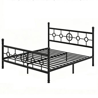 Iron Platform Bed, Bed Frame with Headboard and Footboard, No Box Spring Needed