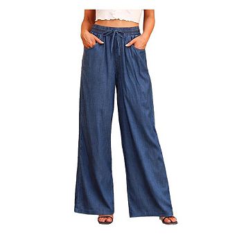 Women's Wide Leg Casual Pants High Waisted Drawstring Loose Fit Pants with Pockets