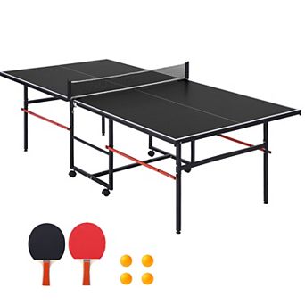 Indoor Outdoor 8FT Table Tennis Table Portable Ping Pong Game Set with All Accessories for Family