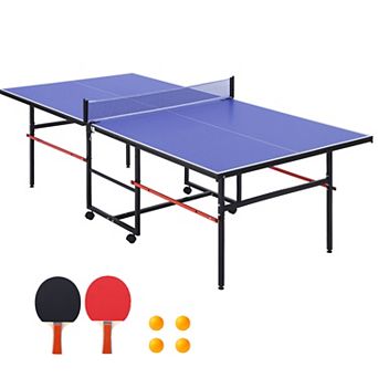 Indoor Outdoor 8FT Table Tennis Table Portable Ping Pong Game Set with All Accessories for Family