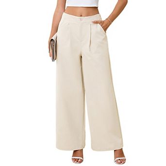 Women's High Waist Wide Leg Pants Casual Loose Dress Pants with Elastic Back Waist