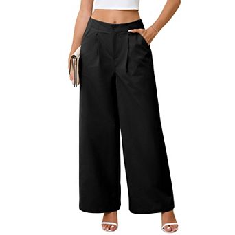 Women's High Waist Wide Leg Pants Casual Loose Dress Pants with Elastic Back Waist