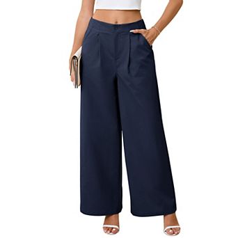 Women's High Waist Wide Leg Pants Casual Loose Dress Pants with Elastic Back Waist