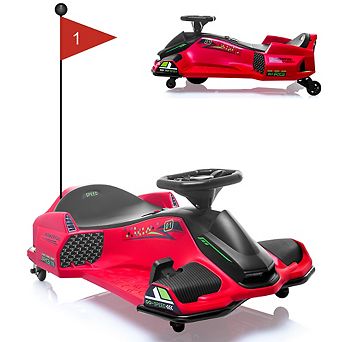 Kids Drift Ride On Car,180W Brushless Electric Go-Kart with LED Light Music,110LBS Load Toy Vehicle