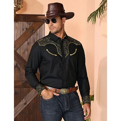 Men's Western Style Long Sleeve Regular Button Down Cowboy Shirt